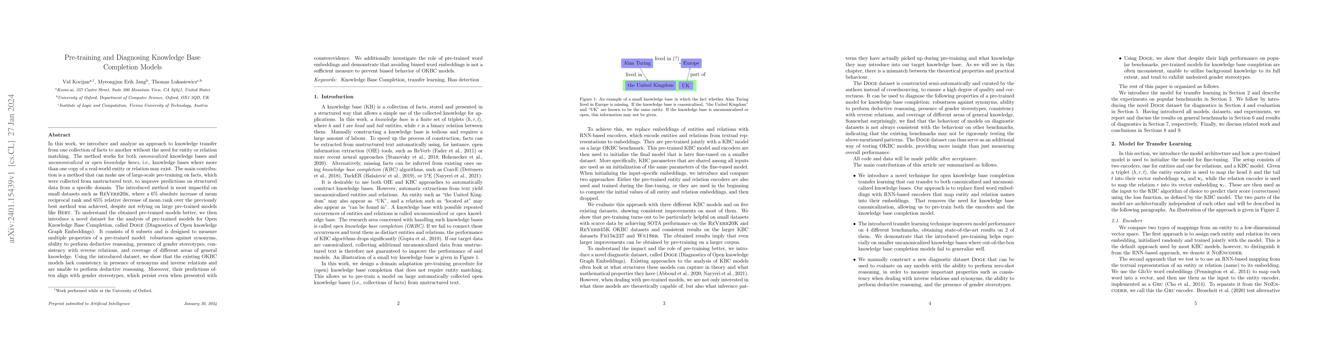 Thumbnail for Pre-training and Diagnosing Knowledge Base Completion Models