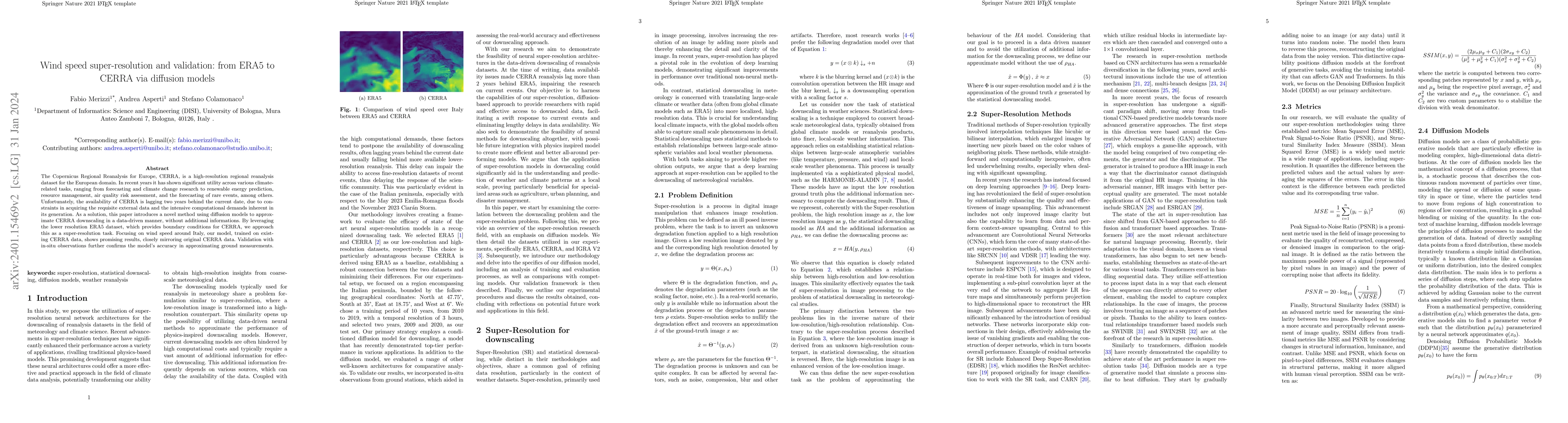 Thumbnail for Wind speed super-resolution and validation: from ERA5 to CERRA via
  diffusion models