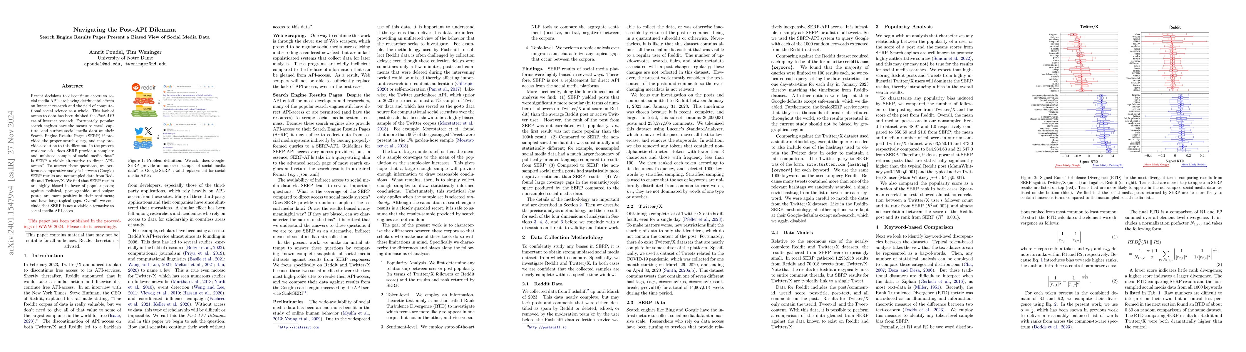 Thumbnail for Navigating the Post-API Dilemma | Search Engine Results Pages Present a
  Biased View of Social Media Data