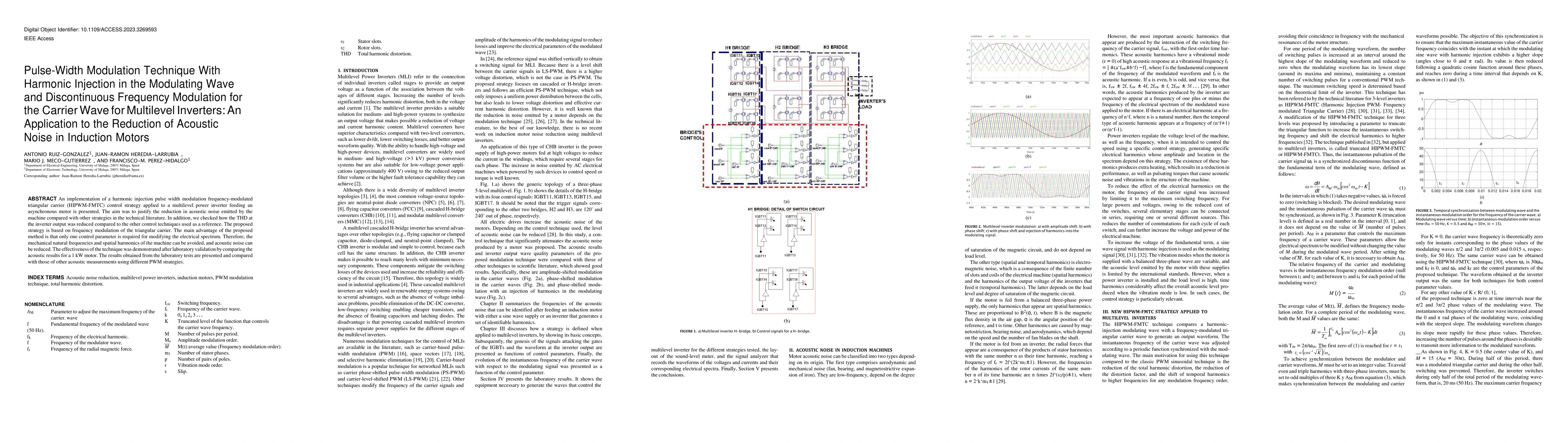 Thumbnail for Pulse-Width Modulation Technique With Harmonic Injection in the
  Modulating Wave and Discontinuous Frequency Modulation for the Carrier Wave
  for Multilevel Inverters: An Application to the Reduction of Acoustic Noise
  in Induction Motors
