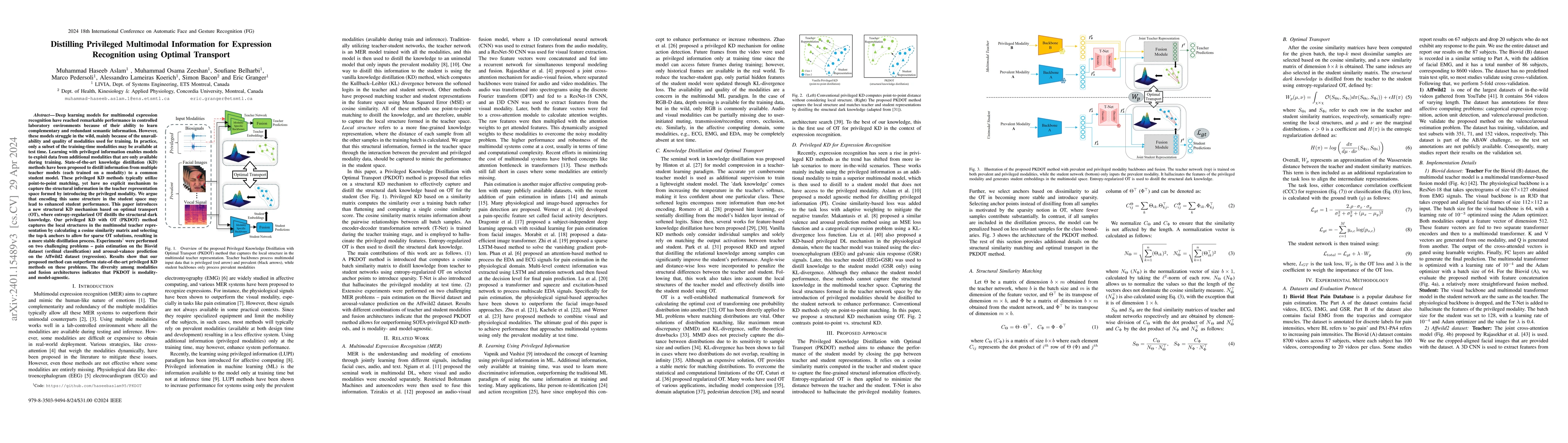 Thumbnail for Distilling Privileged Multimodal Information for Expression Recognition
  using Optimal Transport