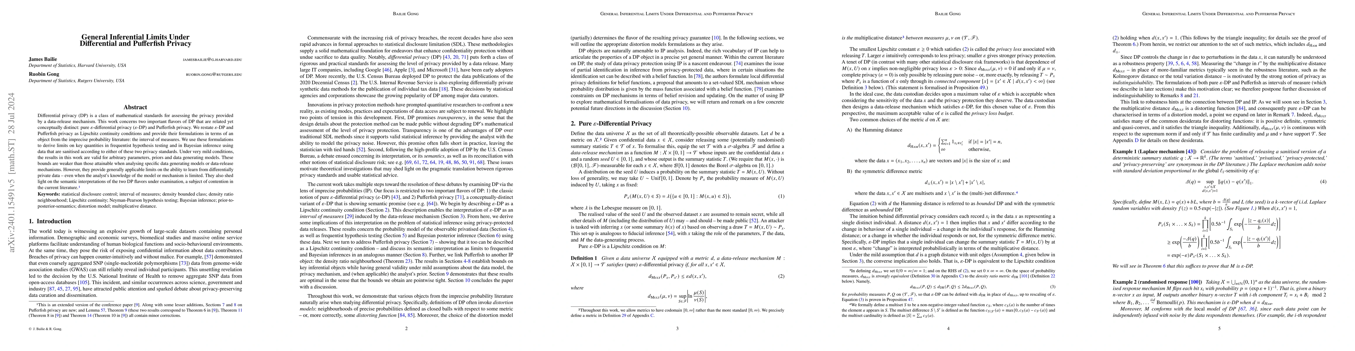 Thumbnail for General Inferential Limits Under Differential and Pufferfish Privacy