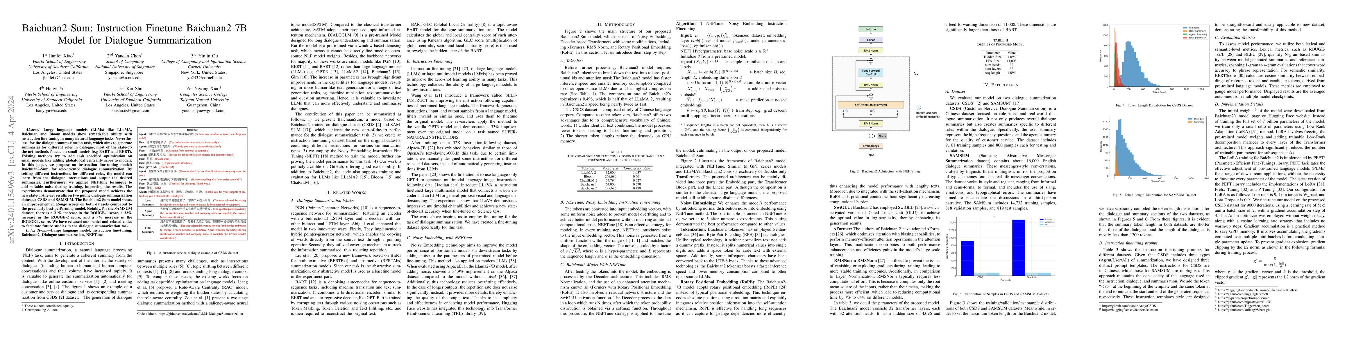 Thumbnail for Baichuan2-Sum: Instruction Finetune Baichuan2-7B Model for Dialogue
  Summarization