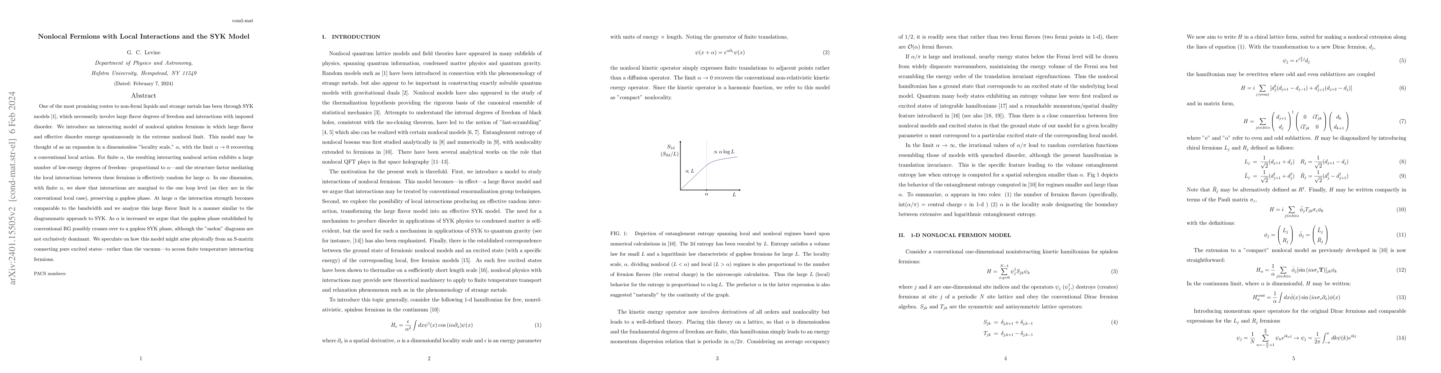 Thumbnail for Nonlocal Fermions with Local Interactions and the SYK Model