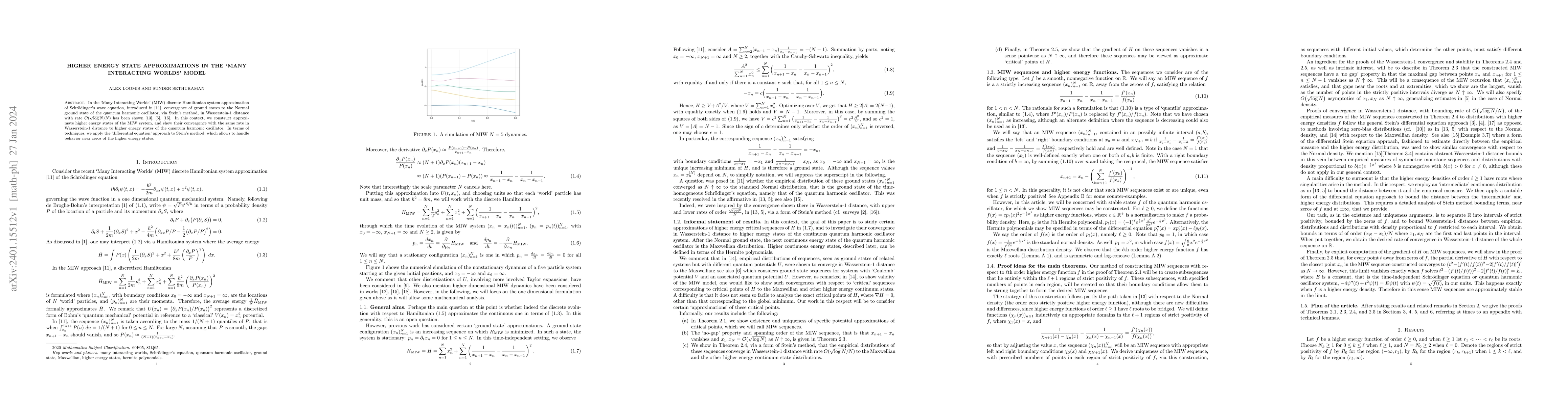 Thumbnail for Higher energy state approximations in the `Many Interacting Worlds'
  model
