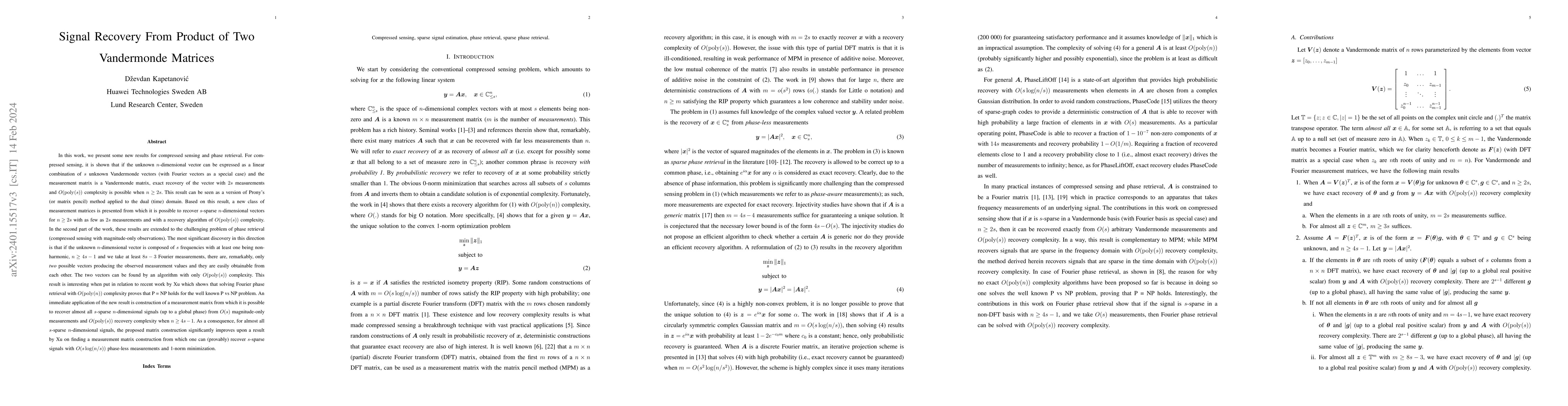 Thumbnail for Signal Recovery From Product of Two Vandermonde Matrices