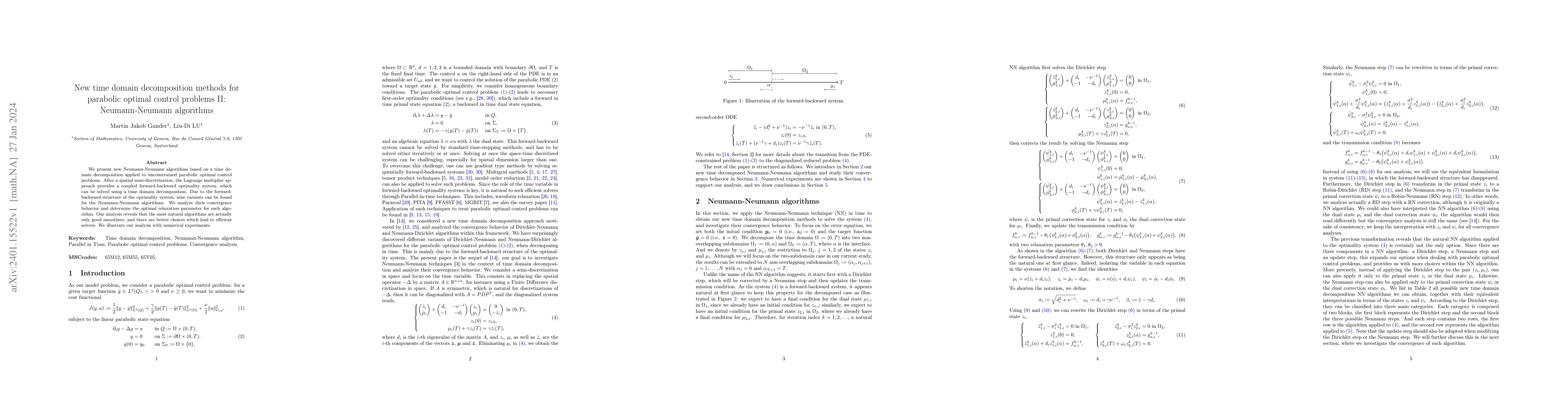 Thumbnail for New time domain decomposition methods for parabolic optimal control
  problems II: Neumann-Neumann algorithms