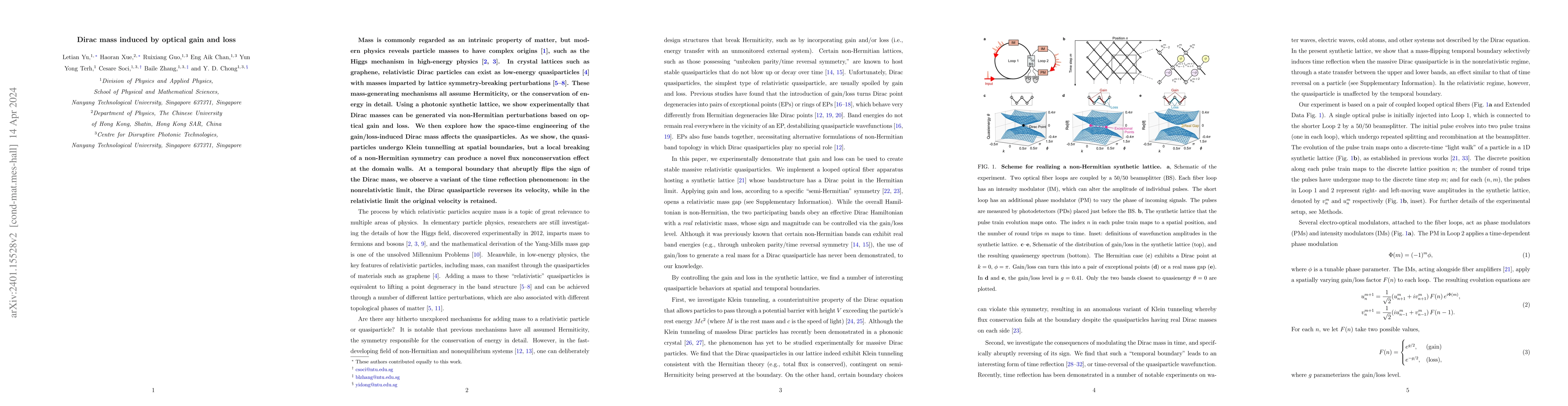 Thumbnail for Dirac mass induced by optical gain and loss