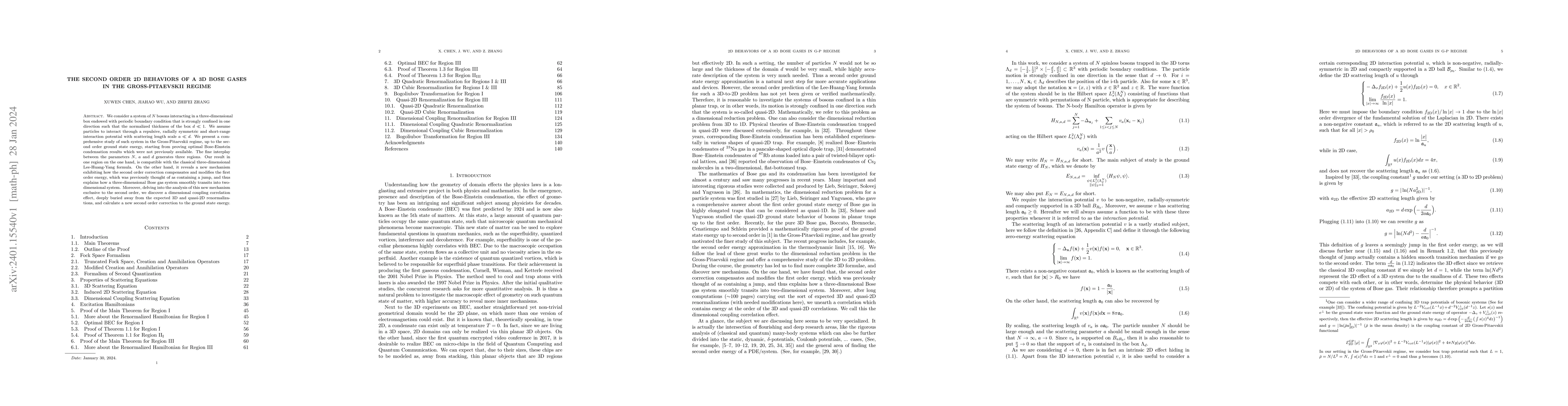 Thumbnail for The Second Order 2D Behaviors of a 3D Bose Gases in the Gross-Pitaevskii
  Regime