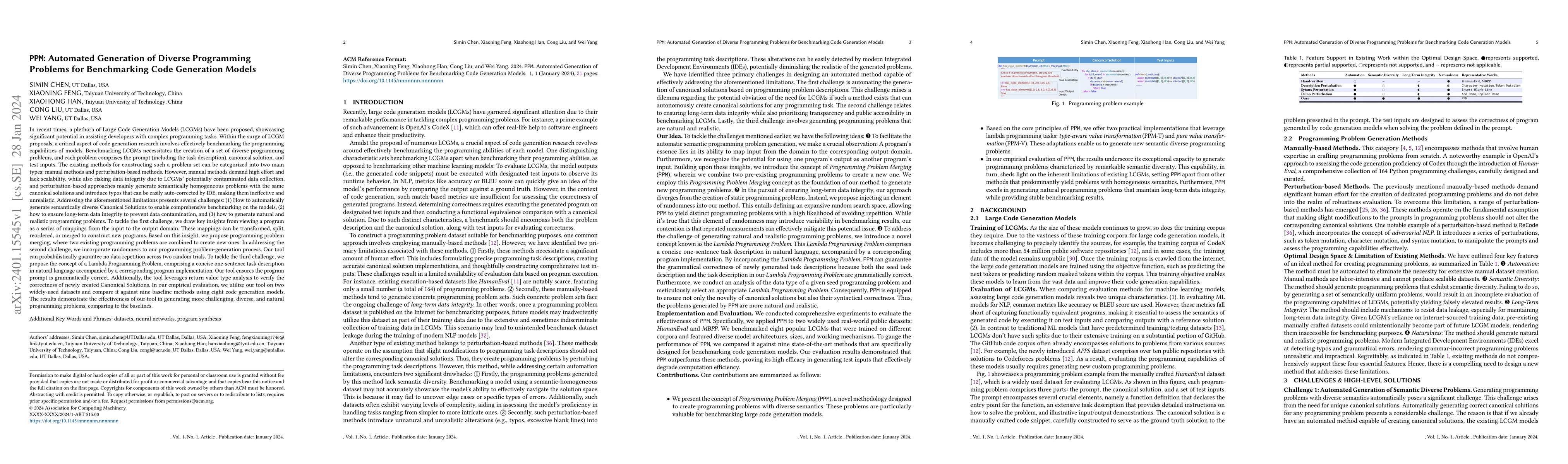 Thumbnail for PPM: Automated Generation of Diverse Programming Problems for
  Benchmarking Code Generation Models