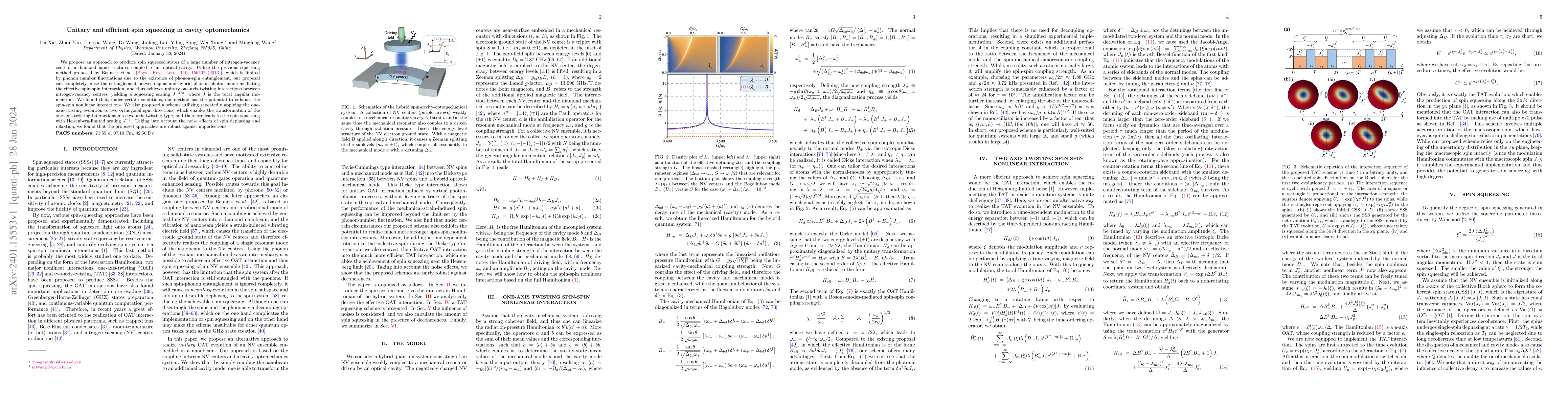 Thumbnail for Unitary and efficient spin squeezing in cavity optomechanics