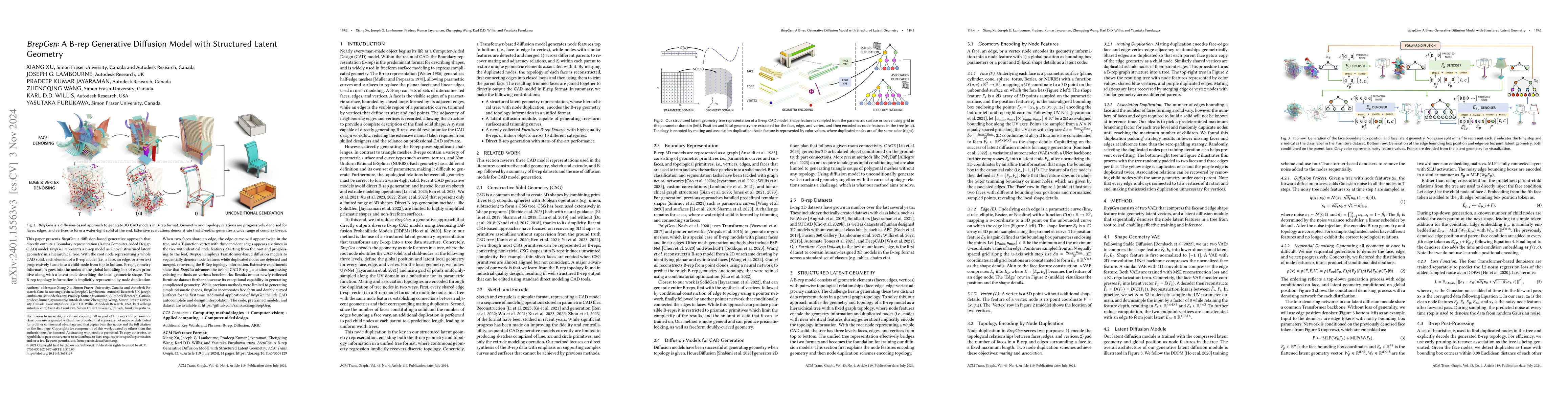 Thumbnail for BrepGen: A B-rep Generative Diffusion Model with Structured Latent
  Geometry