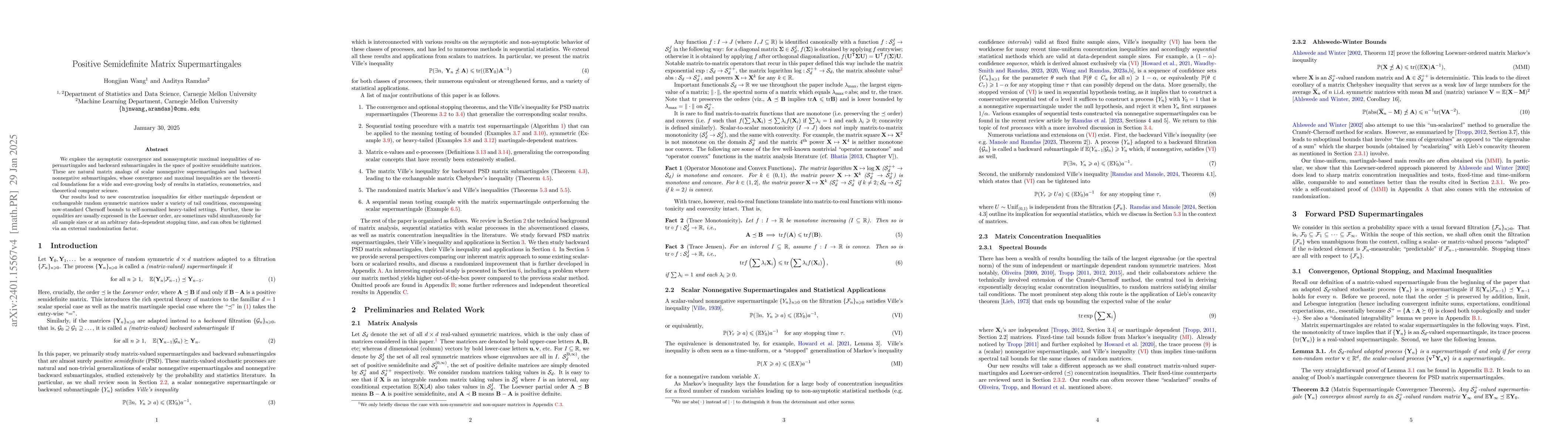 Thumbnail for Positive Semidefinite Supermartingales and Randomized Matrix
  Concentration Inequalities
