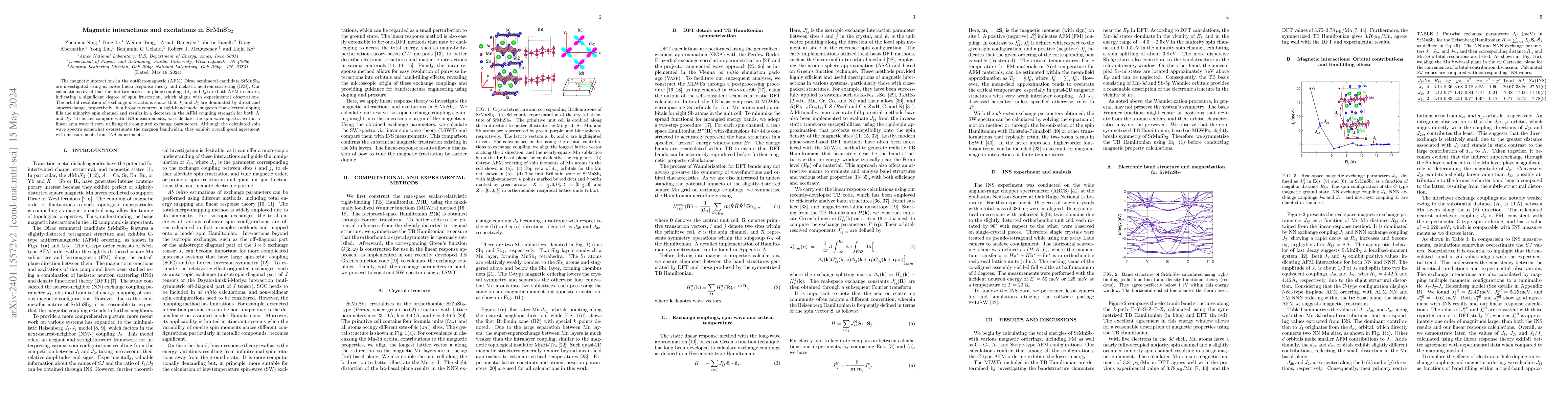 Thumbnail for Magnetic interactions and excitations in SrMnSb$_2$