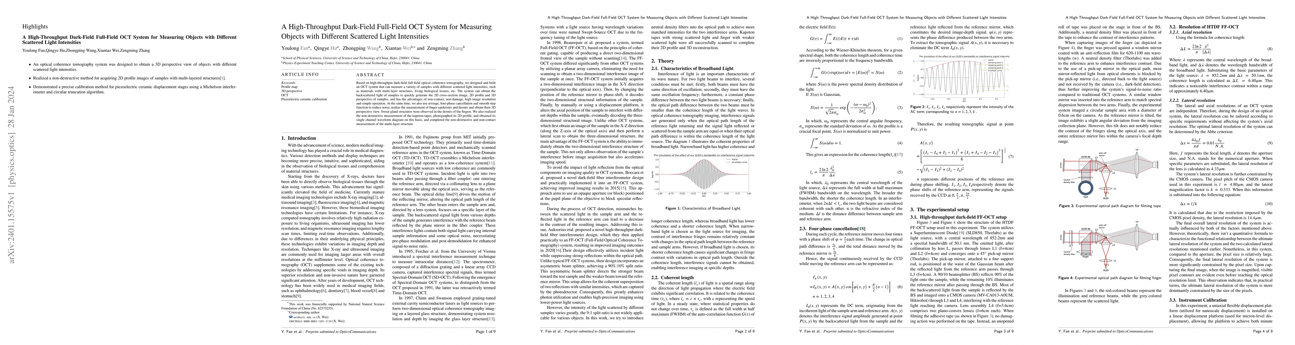 Thumbnail for A High-Throughput Dark-Field Full-Field OCT System for Measuring Objects
  with Different Scattered Light Intensities