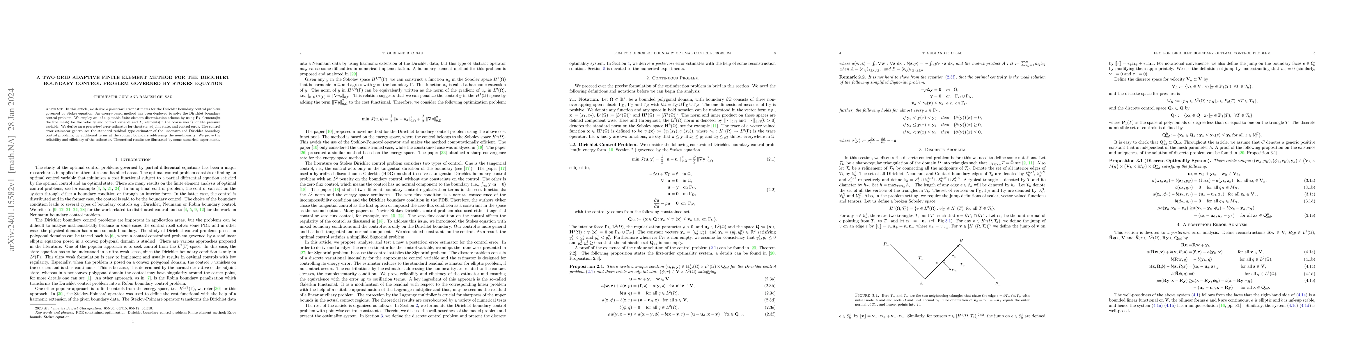 Thumbnail for A two-grid Adaptive Finite Element Method for the Dirichlet Boundary
  Control Problem Governed by Stokes Equation