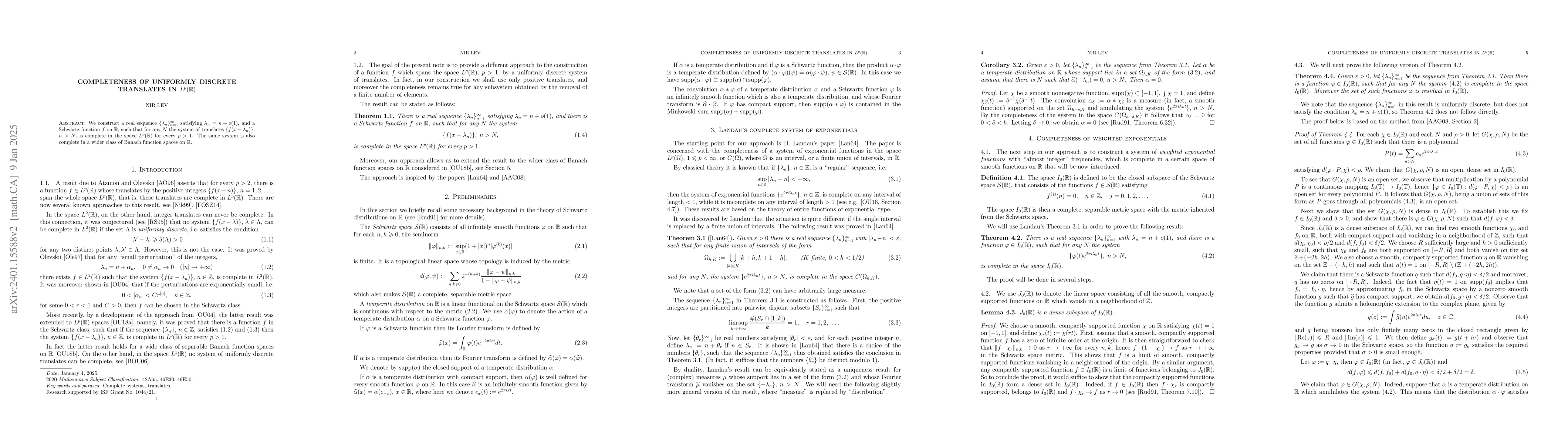Thumbnail for Completeness of uniformly discrete translates in $L^p(\mathbb{R})$