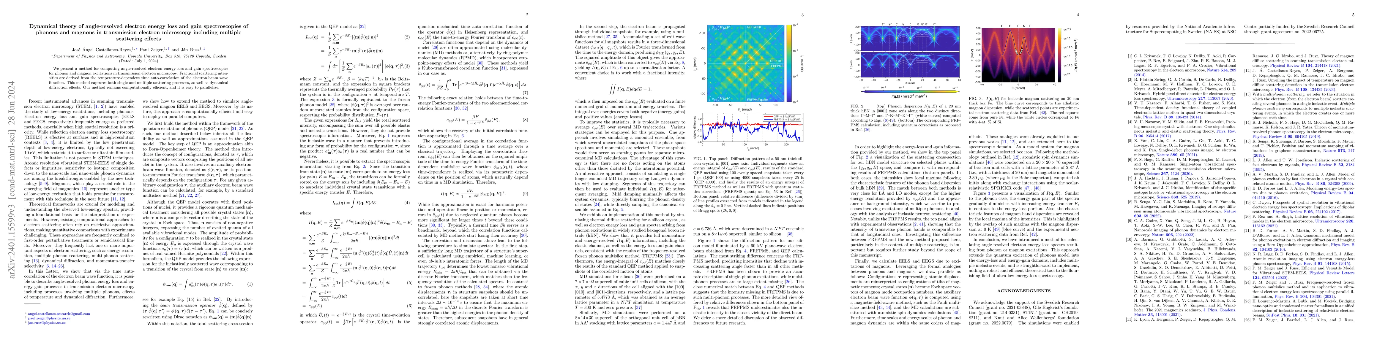 Thumbnail for Dynamical theory of angle-resolved electron energy loss and gain
  spectroscopies of phonons and magnons in transmission electron microscopy
  including multiple scattering effects