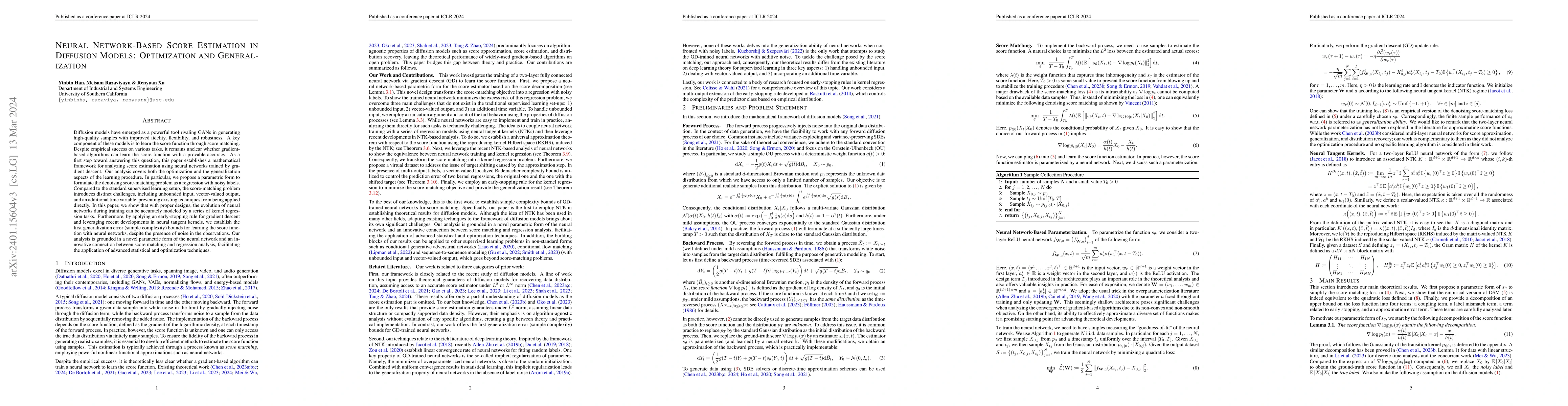 Thumbnail for Neural Network-Based Score Estimation in Diffusion Models: Optimization
  and Generalization