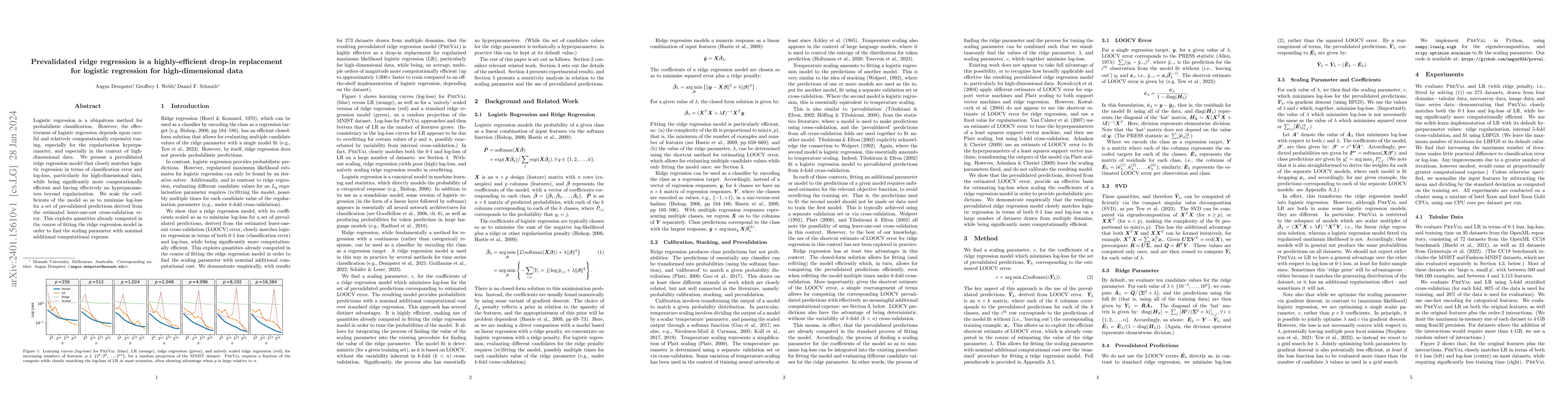 Thumbnail for Prevalidated ridge regression is a highly-efficient drop-in replacement
  for logistic regression for high-dimensional data
