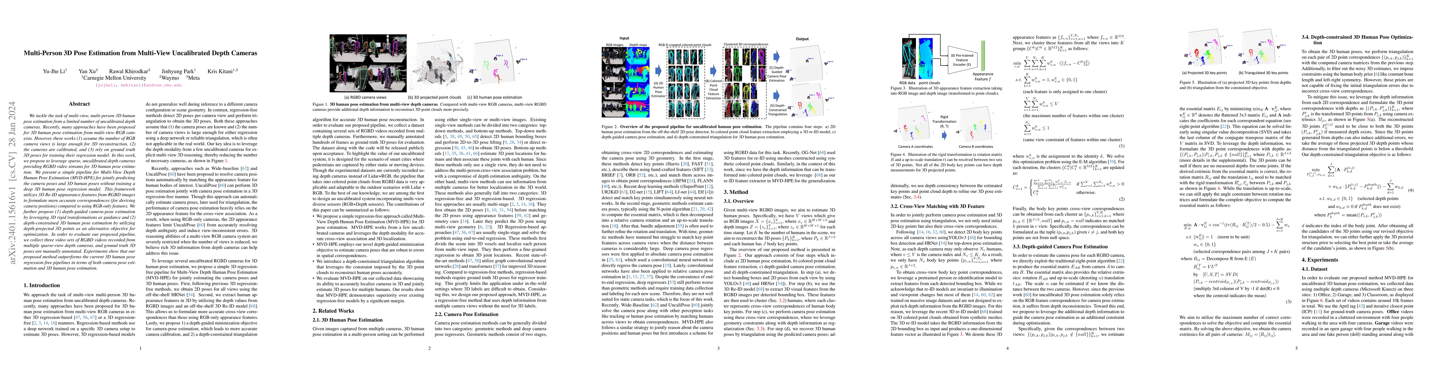 Thumbnail for Multi-Person 3D Pose Estimation from Multi-View Uncalibrated Depth
  Cameras