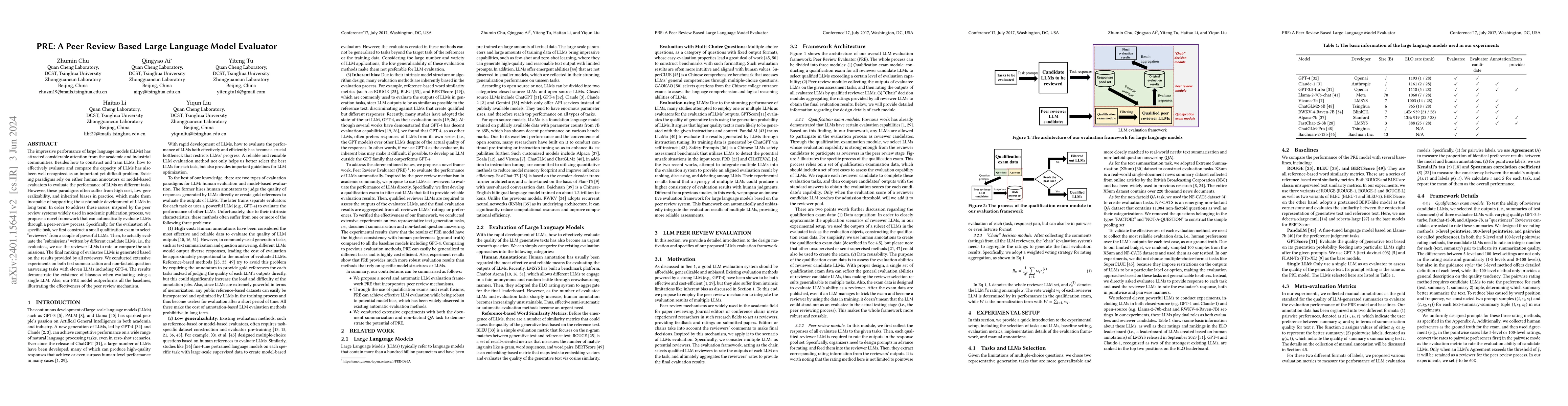Thumbnail for PRE: A Peer Review Based Large Language Model Evaluator