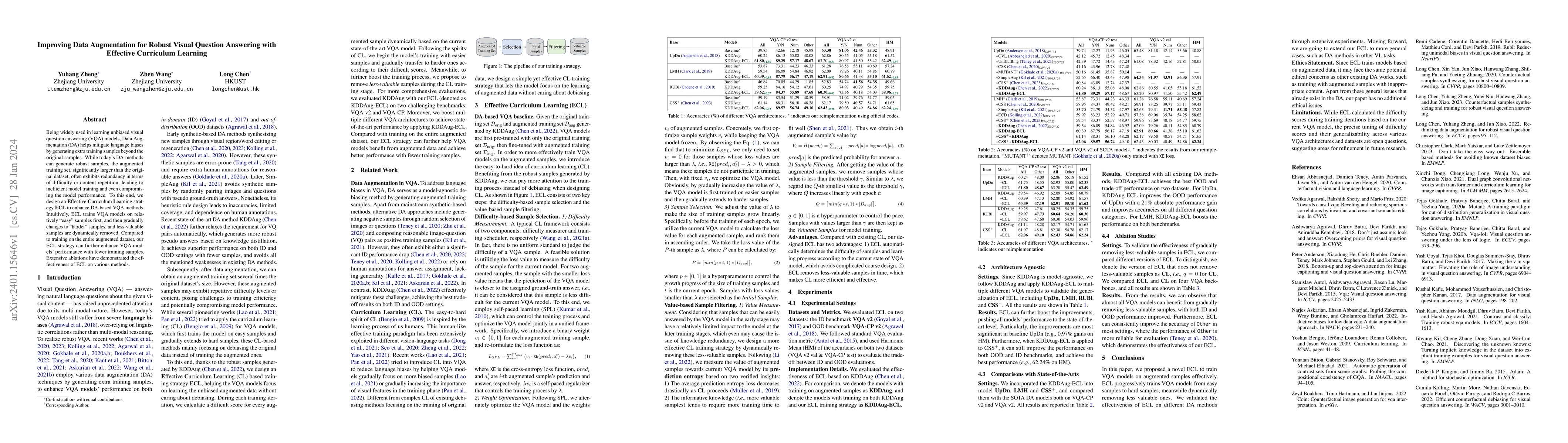 Thumbnail for Improving Data Augmentation for Robust Visual Question Answering with
  Effective Curriculum Learning