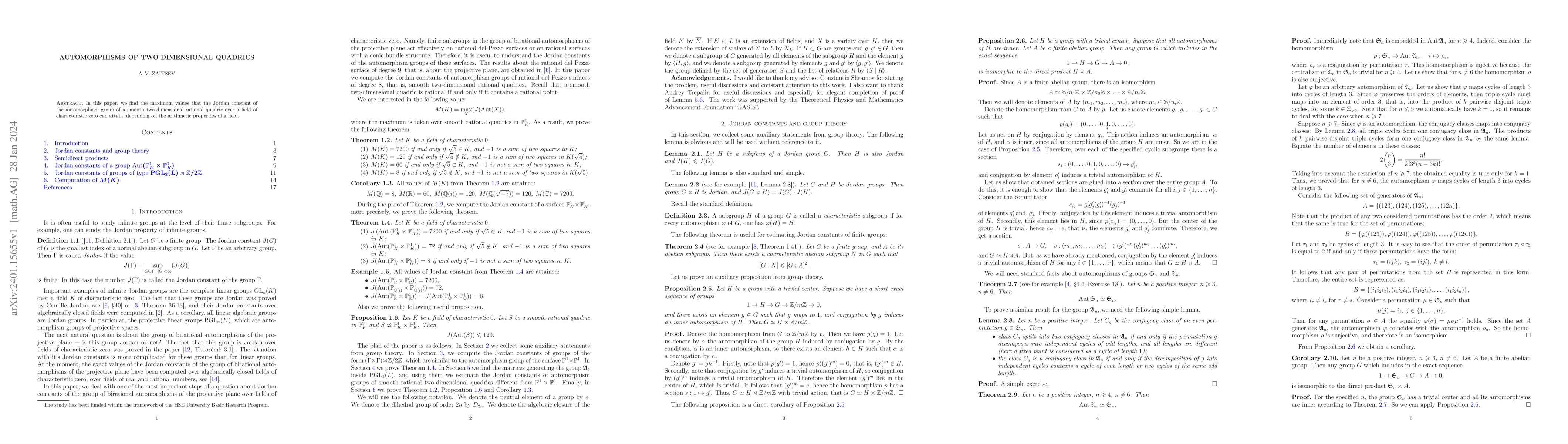 Thumbnail for Automorphisms of two-dimensional quadrics
