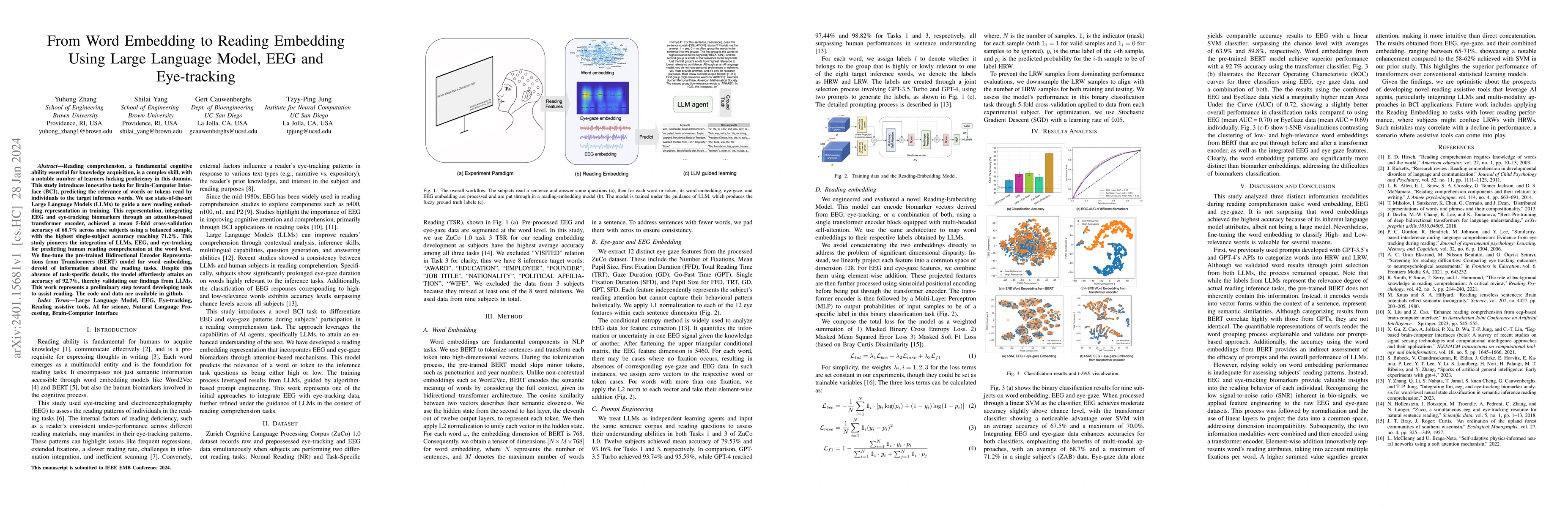 Thumbnail for From Word Embedding to Reading Embedding Using Large Language Model, EEG
  and Eye-tracking