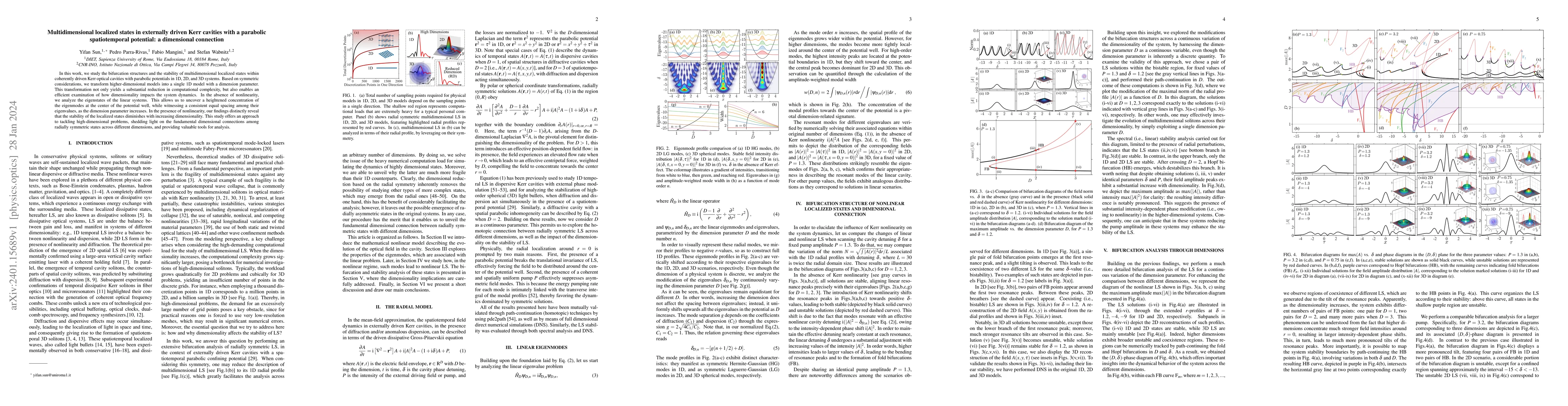 Thumbnail for Multidimensional localized states in externally driven Kerr cavities
  with a parabolic spatiotemporal potential: a dimensional connection