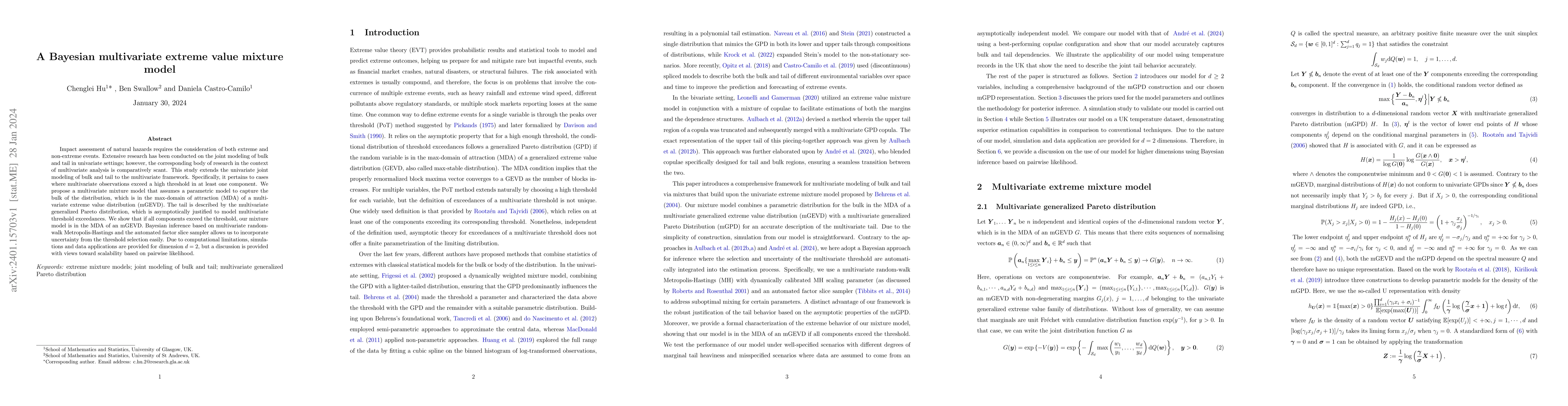Thumbnail for A Bayesian multivariate extreme value mixture model