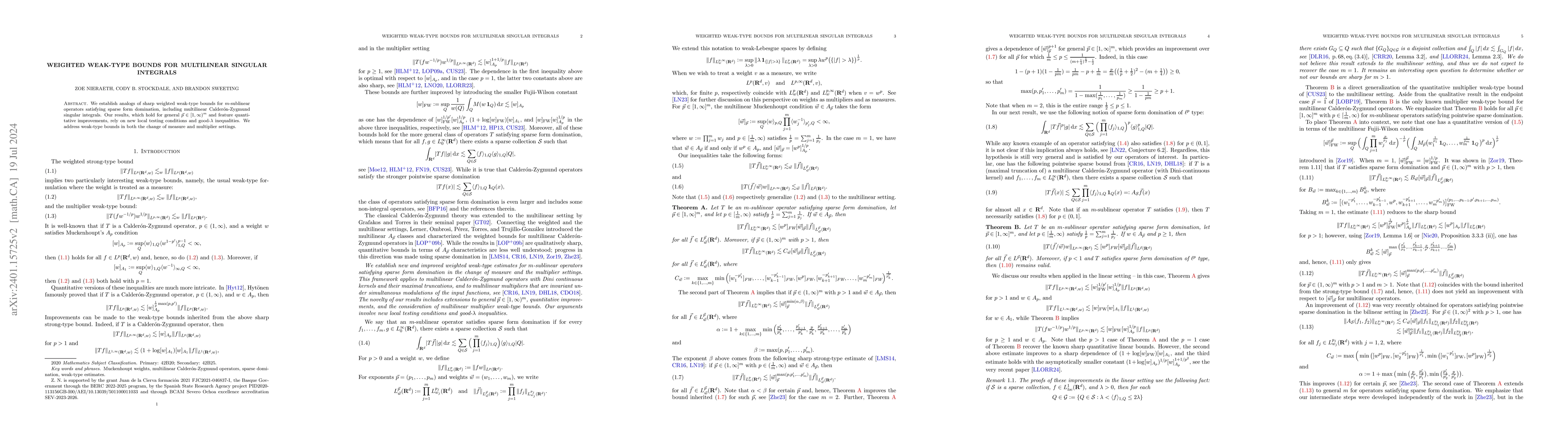 Thumbnail for Weighted weak-type bounds for multilinear singular integrals