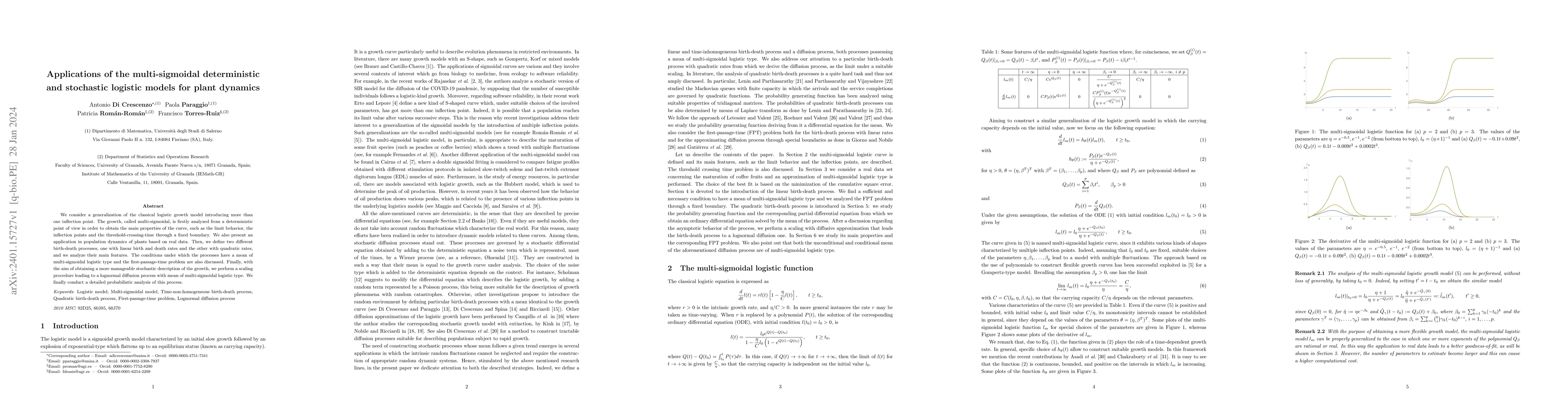 Thumbnail for Applications of the multi-sigmoidal deterministic and stochastic
  logistic models for plant dynamics