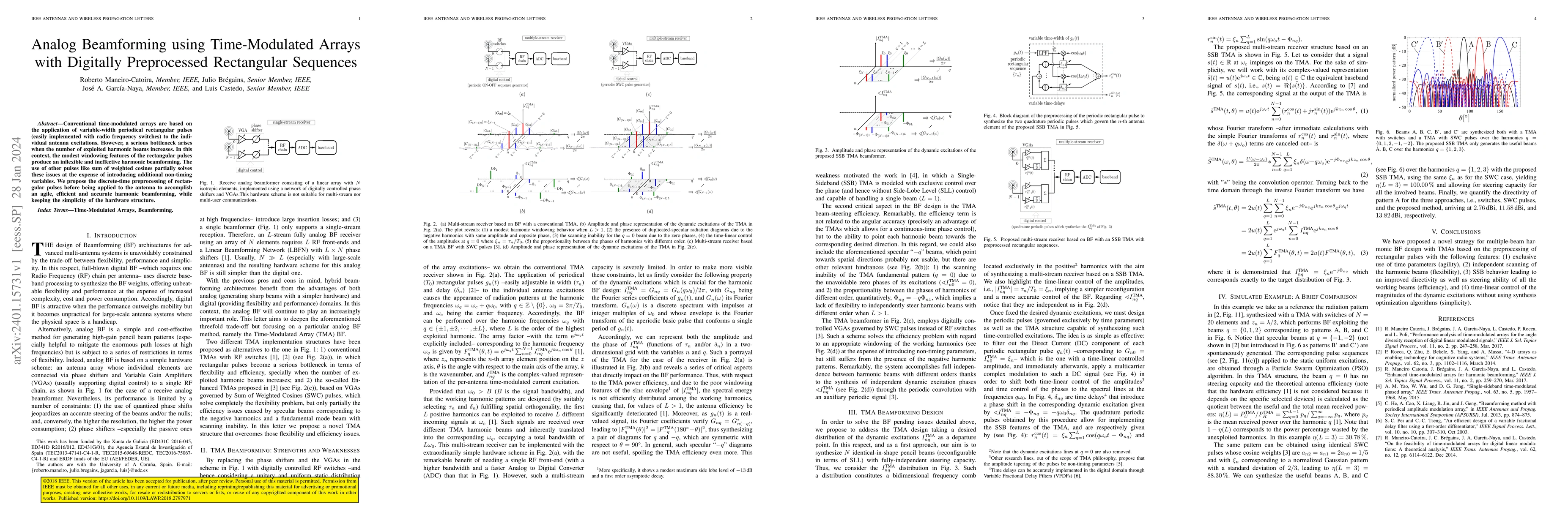 Thumbnail for Analog beamforming using time-modulated arrays with digitally
  preprocessed rectangular sequences