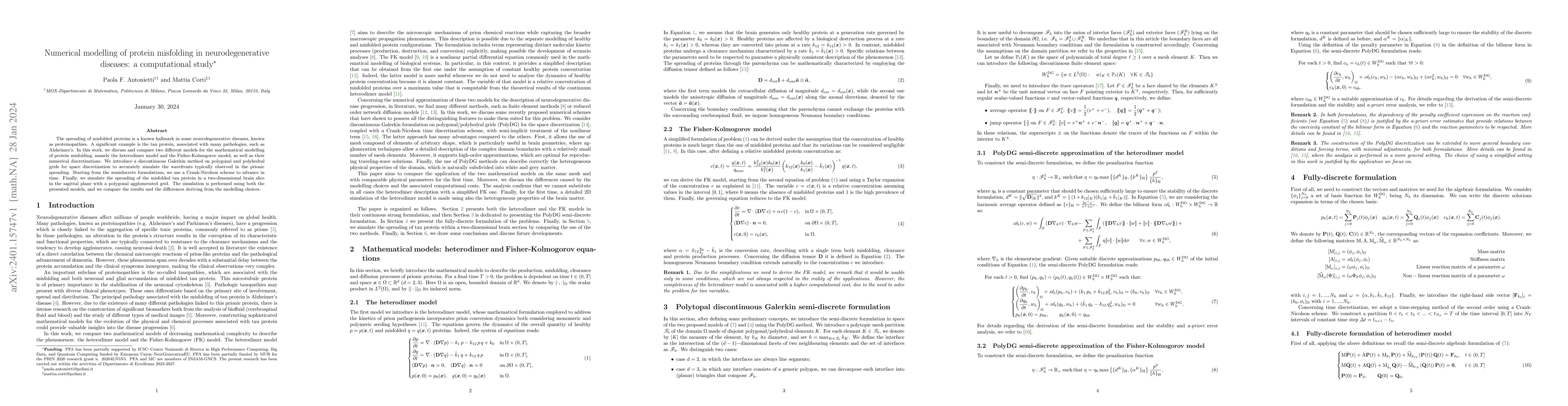Thumbnail for Numerical modelling of protein misfolding in neurodegenerative diseases:
  a computational study