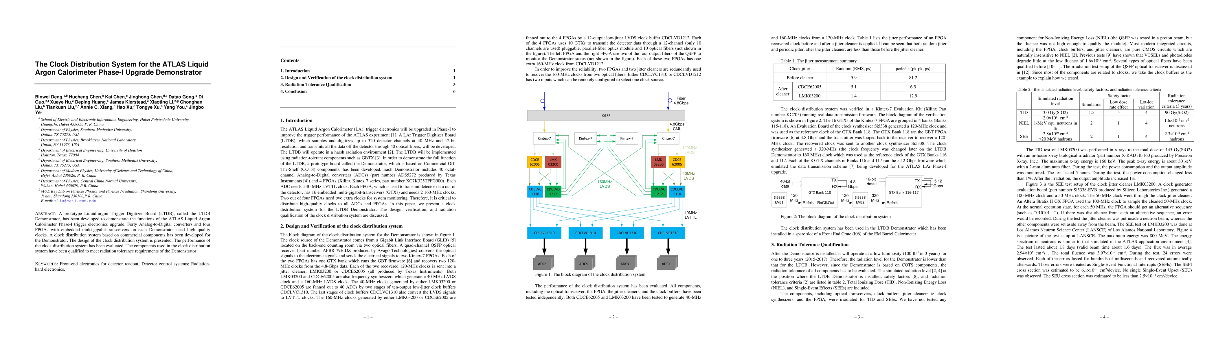 Thumbnail for The Clock Distribution System for the ATLAS Liquid Argon Calorimeter
  Phase-I Upgrade Demonstrator