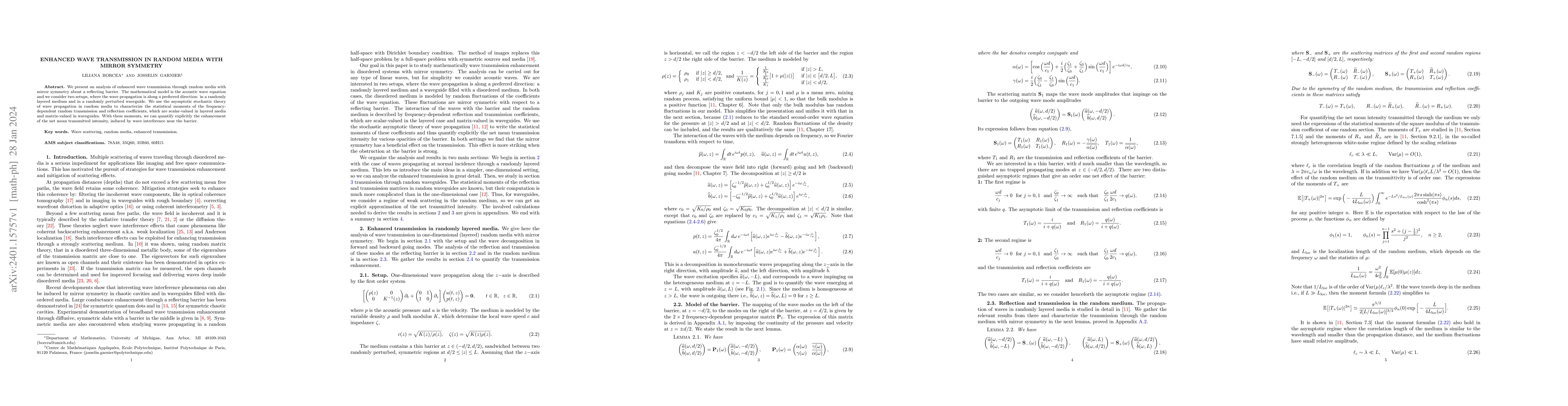 Thumbnail for Enhanced wave transmission in random media with mirror symmetry