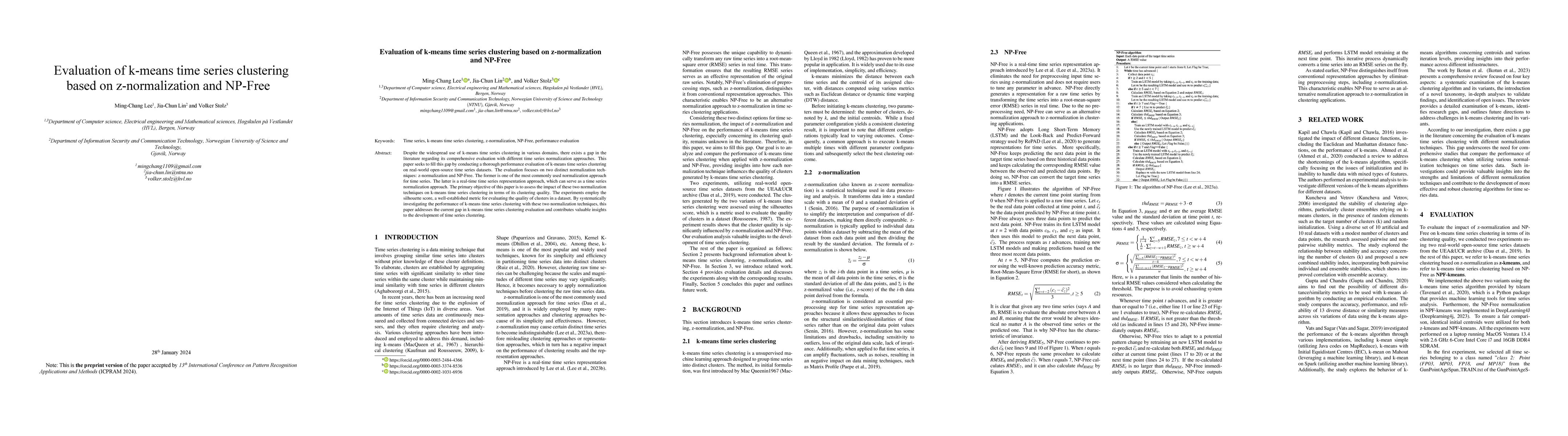 Thumbnail for Evaluation of k-means time series clustering based on z-normalization
  and NP-Free