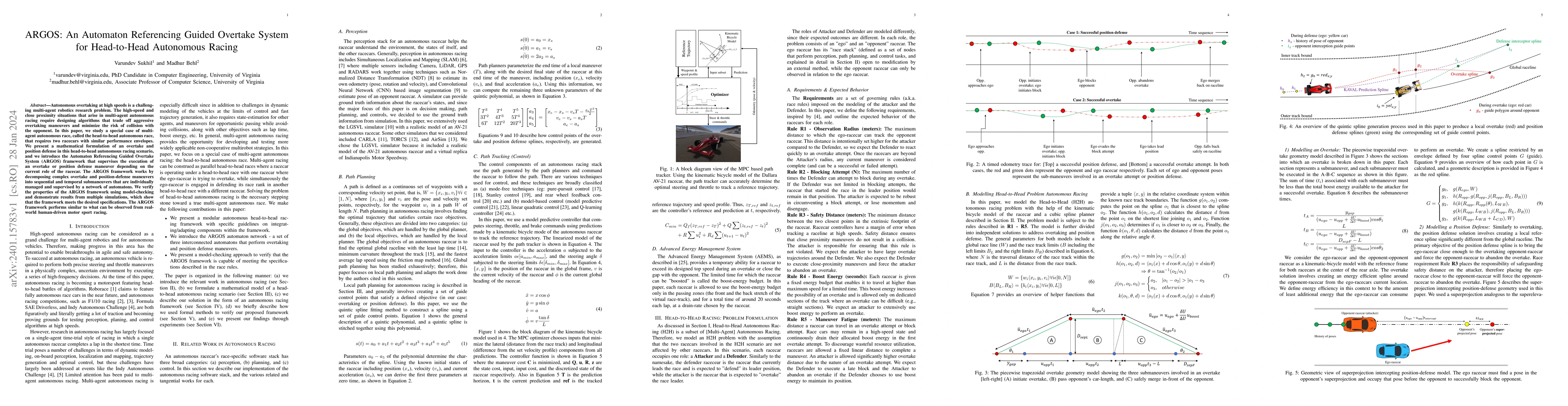 Thumbnail for ARGOS: An Automaton Referencing Guided Overtake System for Head-to-Head
  Autonomous Racing