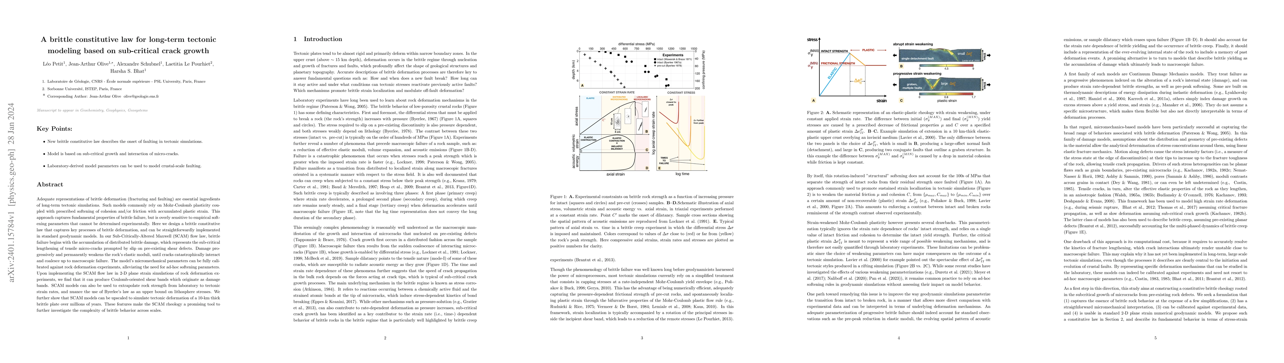 Thumbnail for A brittle constitutive law for long-term tectonic modeling based on
  sub-critical crack growth