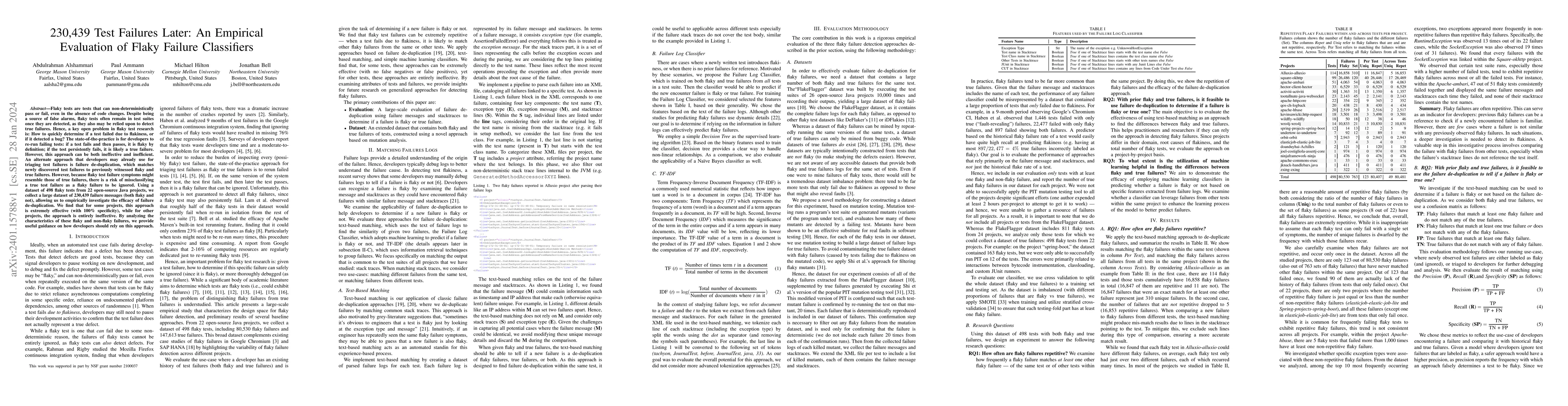 Thumbnail for 230,439 Test Failures Later: An Empirical Evaluation of Flaky Failure
  Classifiers