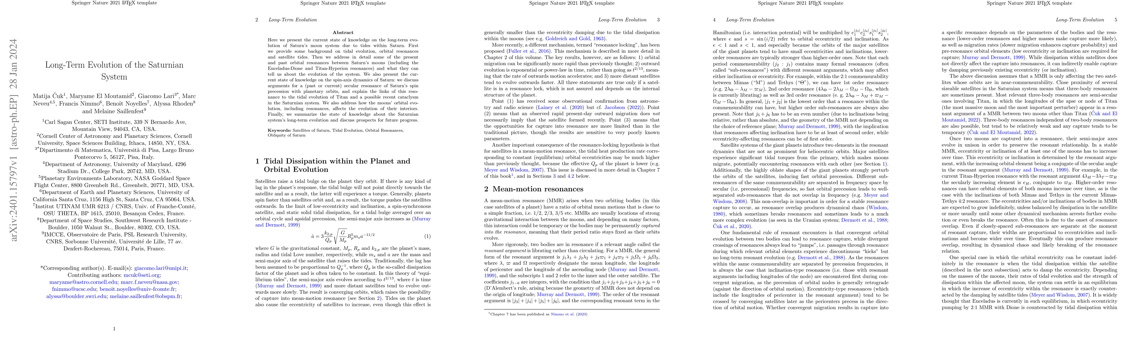 Thumbnail for Long-Term Evolution of the Saturnian System