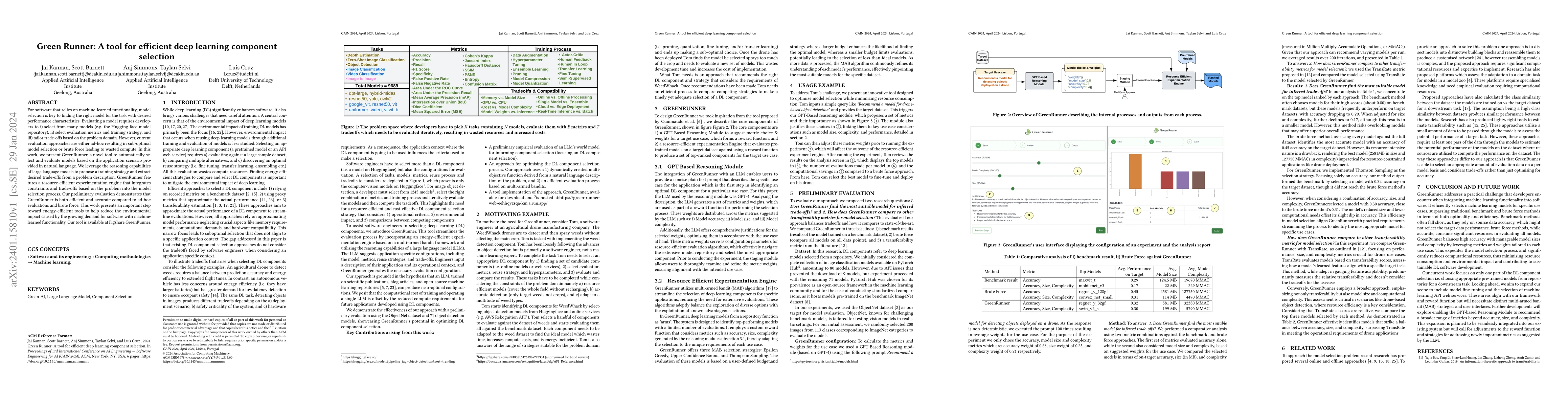 Thumbnail for Green Runner: A tool for efficient deep learning component selection