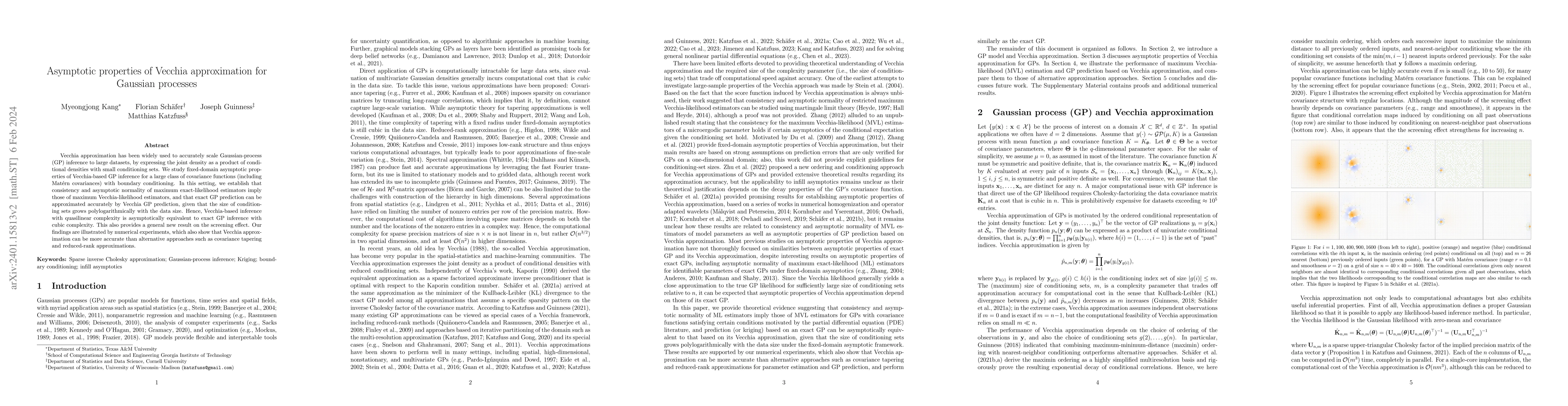 Thumbnail for Asymptotic properties of Vecchia approximation for Gaussian processes