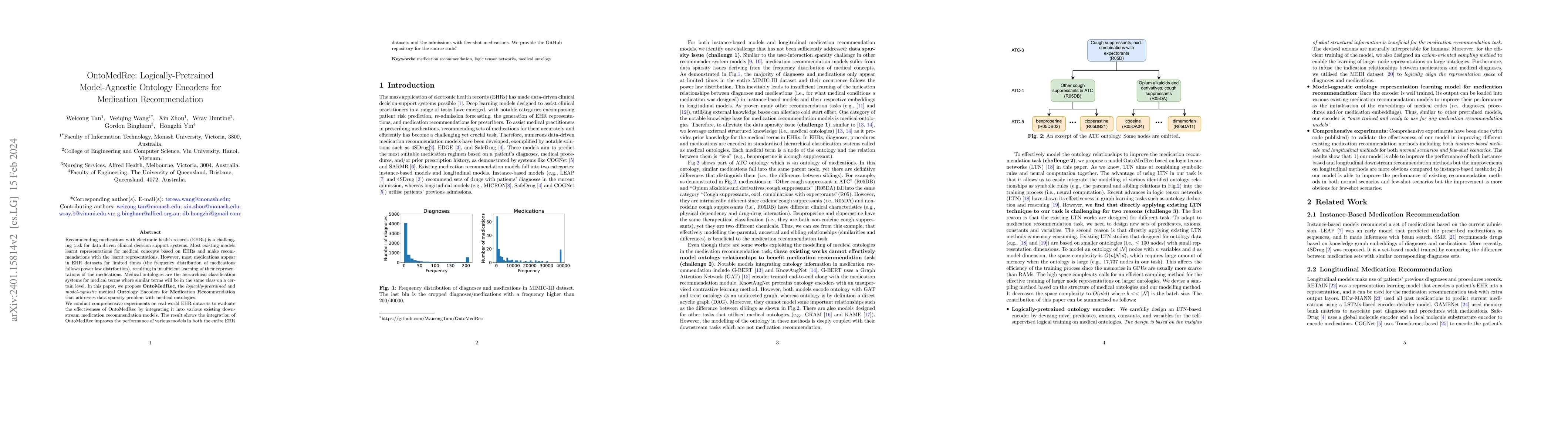 Thumbnail for OntoMedRec: Logically-Pretrained Model-Agnostic Ontology Encoders for
  Medication Recommendation