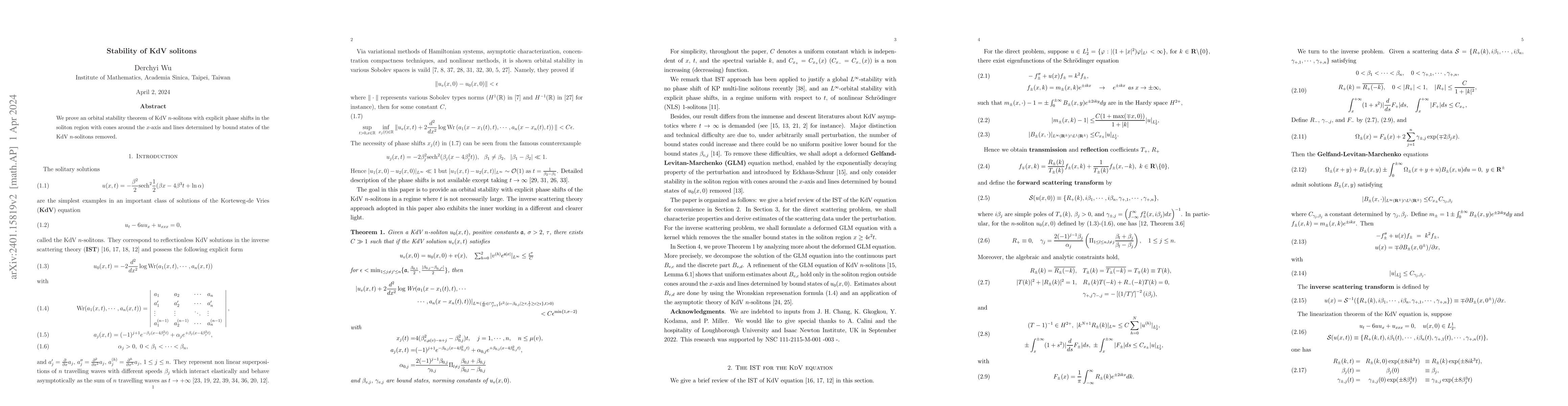 Thumbnail for Stability of KdV solitons