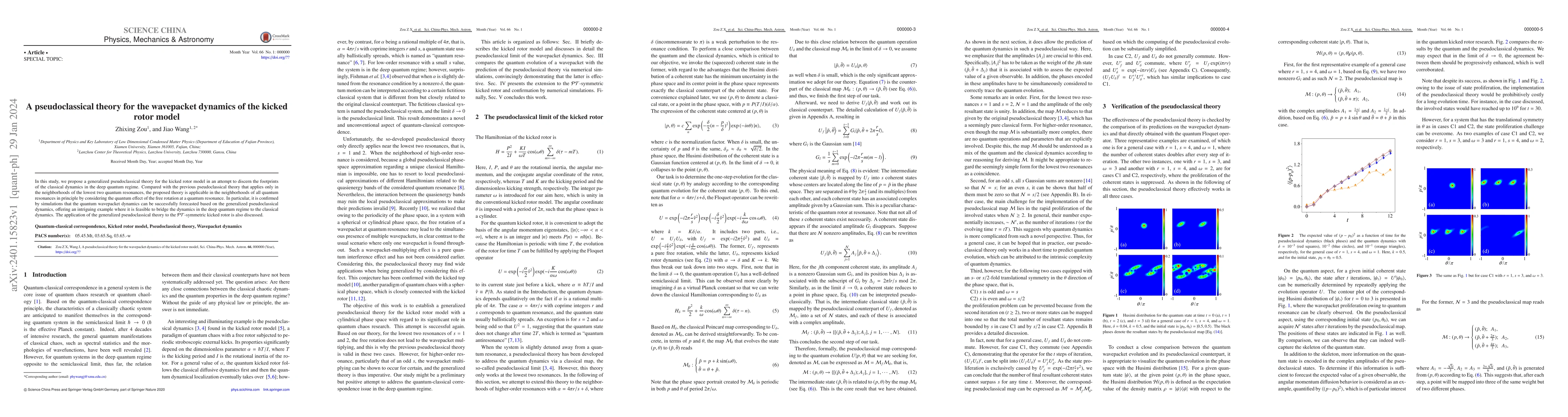 Thumbnail for A pseudoclassical theory for the wavepacket dynamics of the kicked rotor
  model
