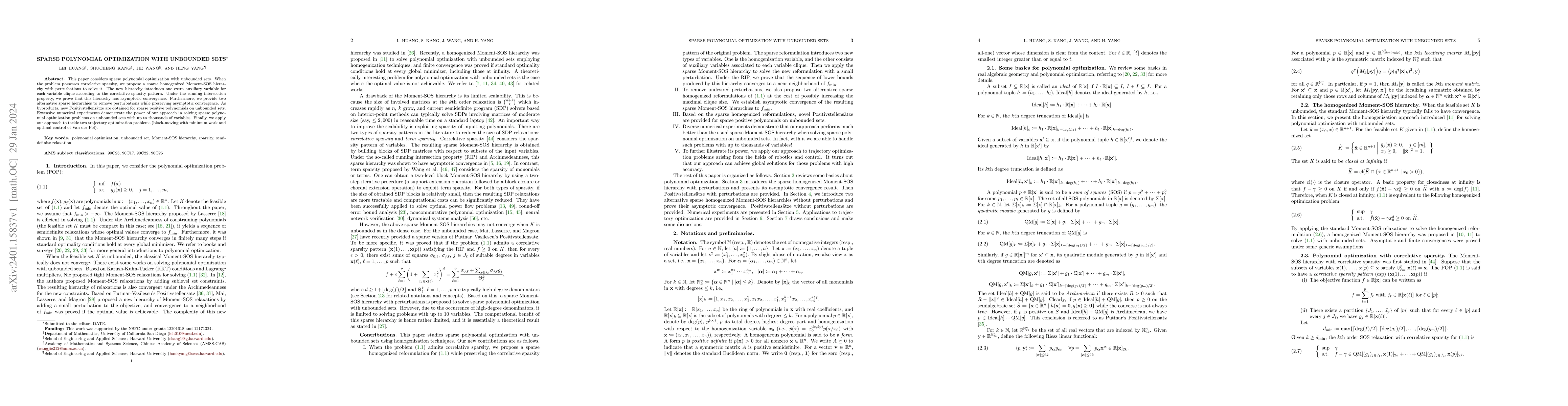 Thumbnail for Sparse Polynomial Optimization with Unbounded Sets