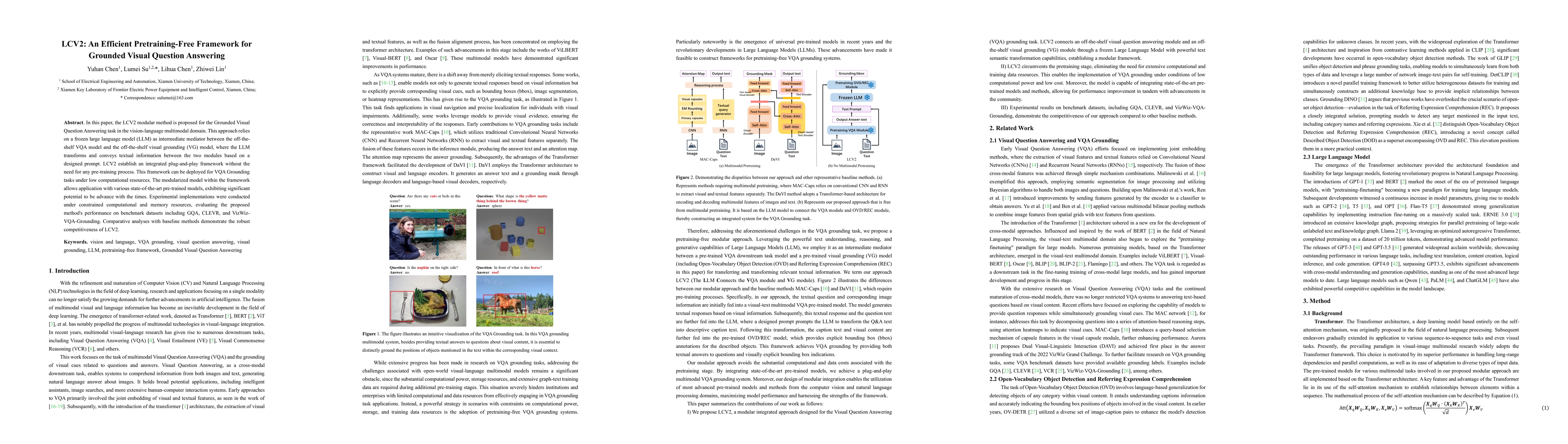 Thumbnail for LCV2: An Efficient Pretraining-Free Framework for Grounded Visual
  Question Answering