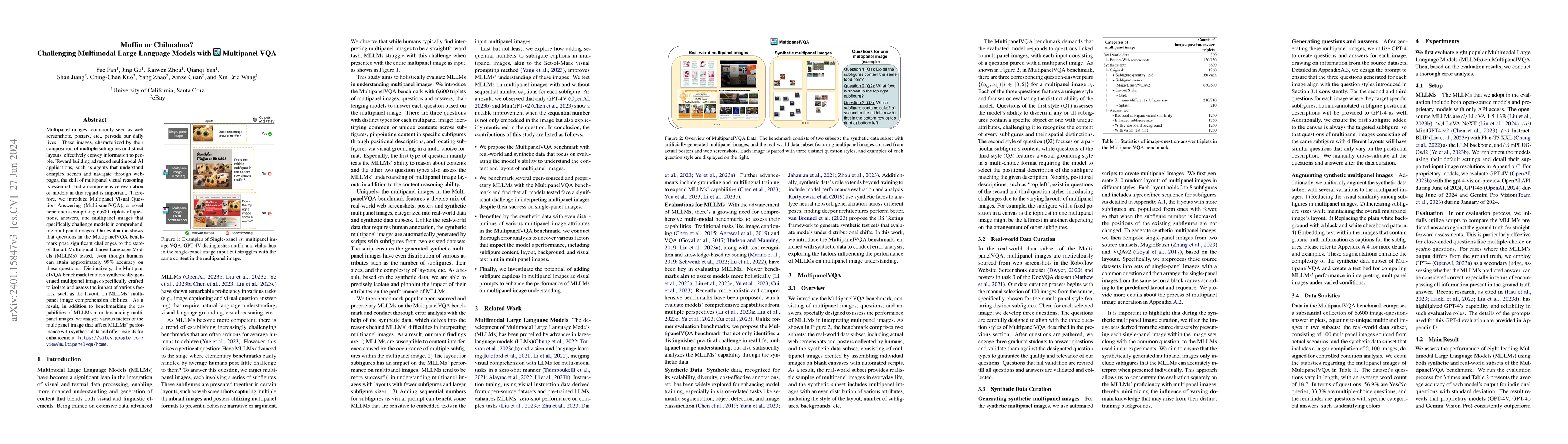 Thumbnail for Muffin or Chihuahua? Challenging Multimodal Large Language Models with
  Multipanel VQA